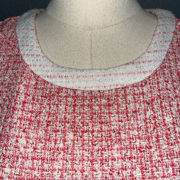 ANTHROPOLOGIE MAEVE RED WHITE & PINK BOUCLE TWEED CHANEL STYLE MINI DRESS - XL - Picture 5 of 15